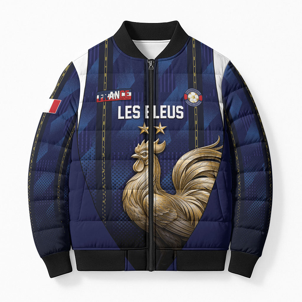 Custom France Football Bomber Puffer Jacket Gallic Rooster Luxury Sport Style