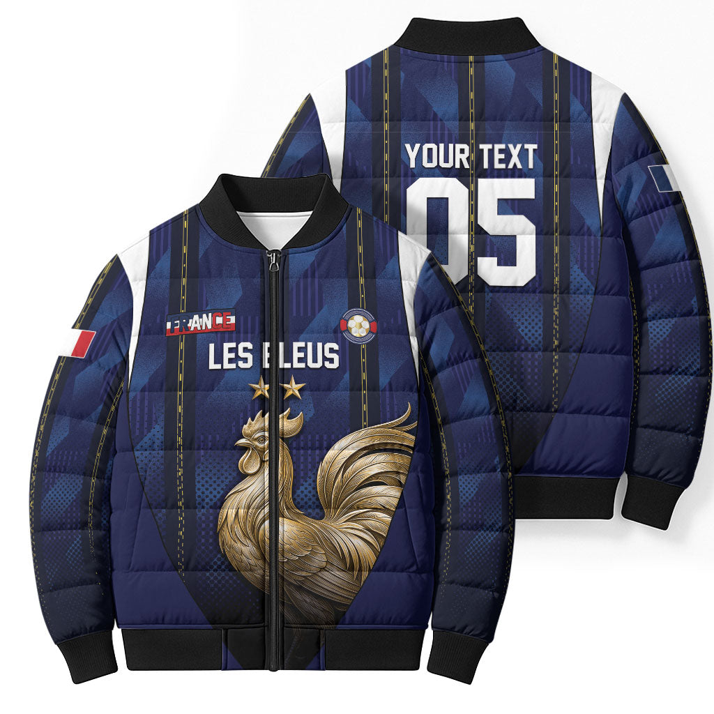 Custom France Football Bomber Puffer Jacket Gallic Rooster Luxury Sport Style