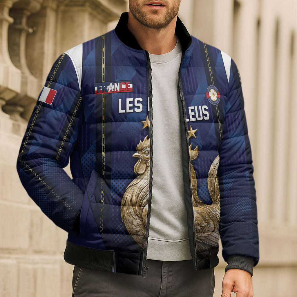 Custom France Football Bomber Puffer Jacket Gallic Rooster Luxury Sport Style