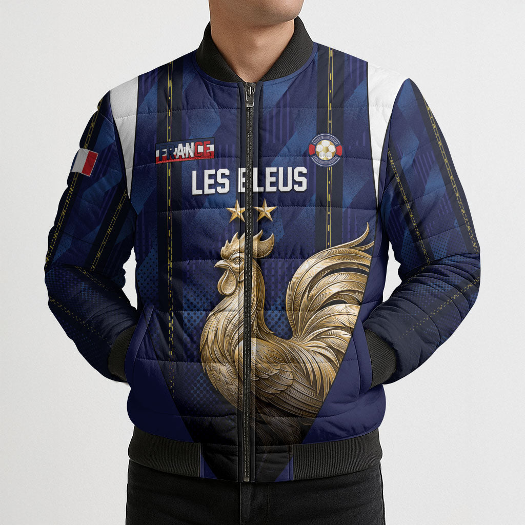 Custom France Football Bomber Puffer Jacket Gallic Rooster Luxury Sport Style