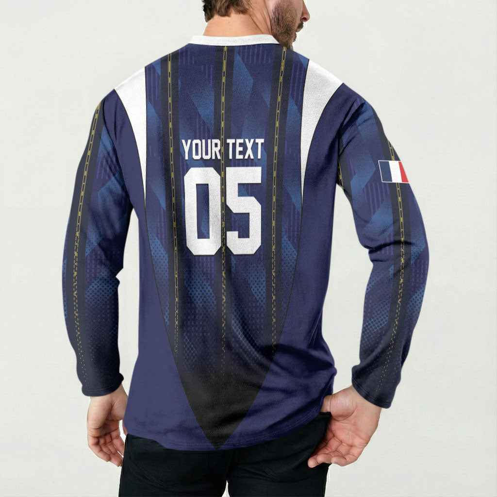 Custom France Football Button Sweatshirt Gallic Rooster Luxury Sport Style