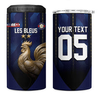 Custom France Football 4 in 1 Can Cooler Tumbler Gallic Rooster Luxury Sport Style
