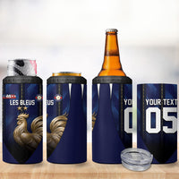 Custom France Football 4 in 1 Can Cooler Tumbler Gallic Rooster Luxury Sport Style