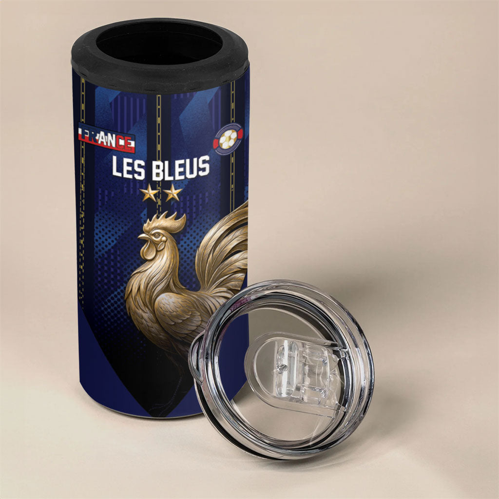 Custom France Football 4 in 1 Can Cooler Tumbler Gallic Rooster Luxury Sport Style