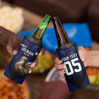 Custom France Football 4 in 1 Can Cooler Tumbler Gallic Rooster Luxury Sport Style