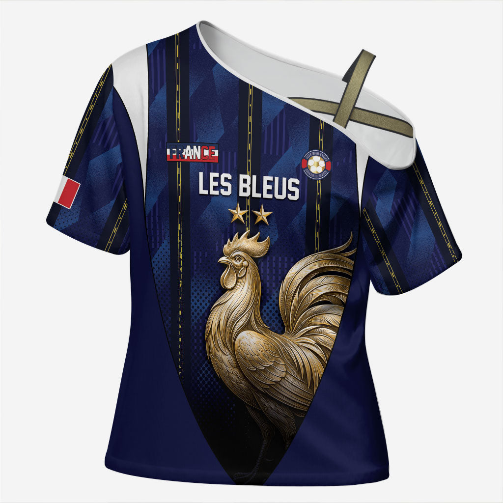 Custom France Football Cross Shoulder Shirt Gallic Rooster Luxury Sport Style
