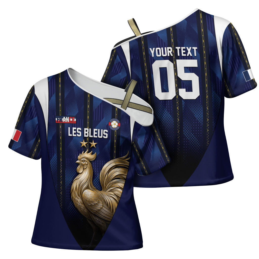 Custom France Football Cross Shoulder Shirt Gallic Rooster Luxury Sport Style