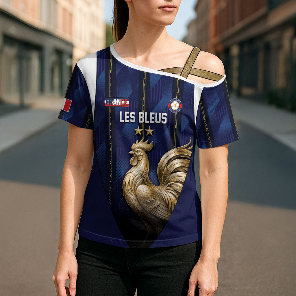 Custom France Football Cross Shoulder Shirt Gallic Rooster Luxury Sport Style