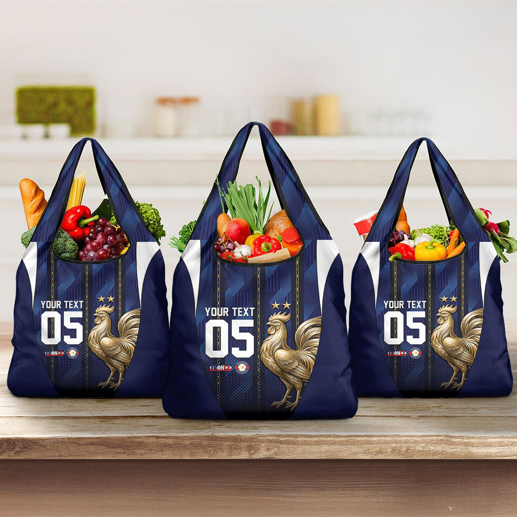 Custom France Football Grocery Bag Gallic Rooster Luxury Sport Style