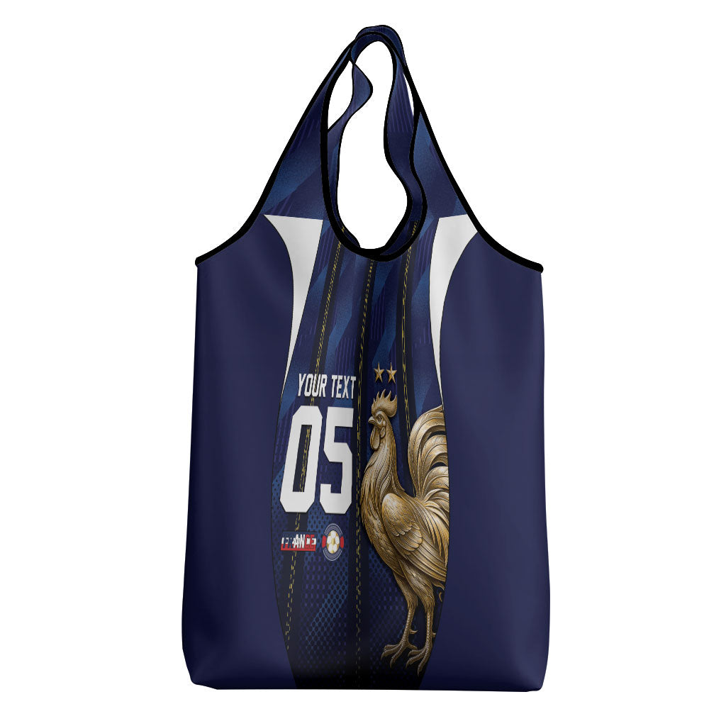 Custom France Football Grocery Bag Gallic Rooster Luxury Sport Style