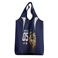 Custom France Football Grocery Bag Gallic Rooster Luxury Sport Style