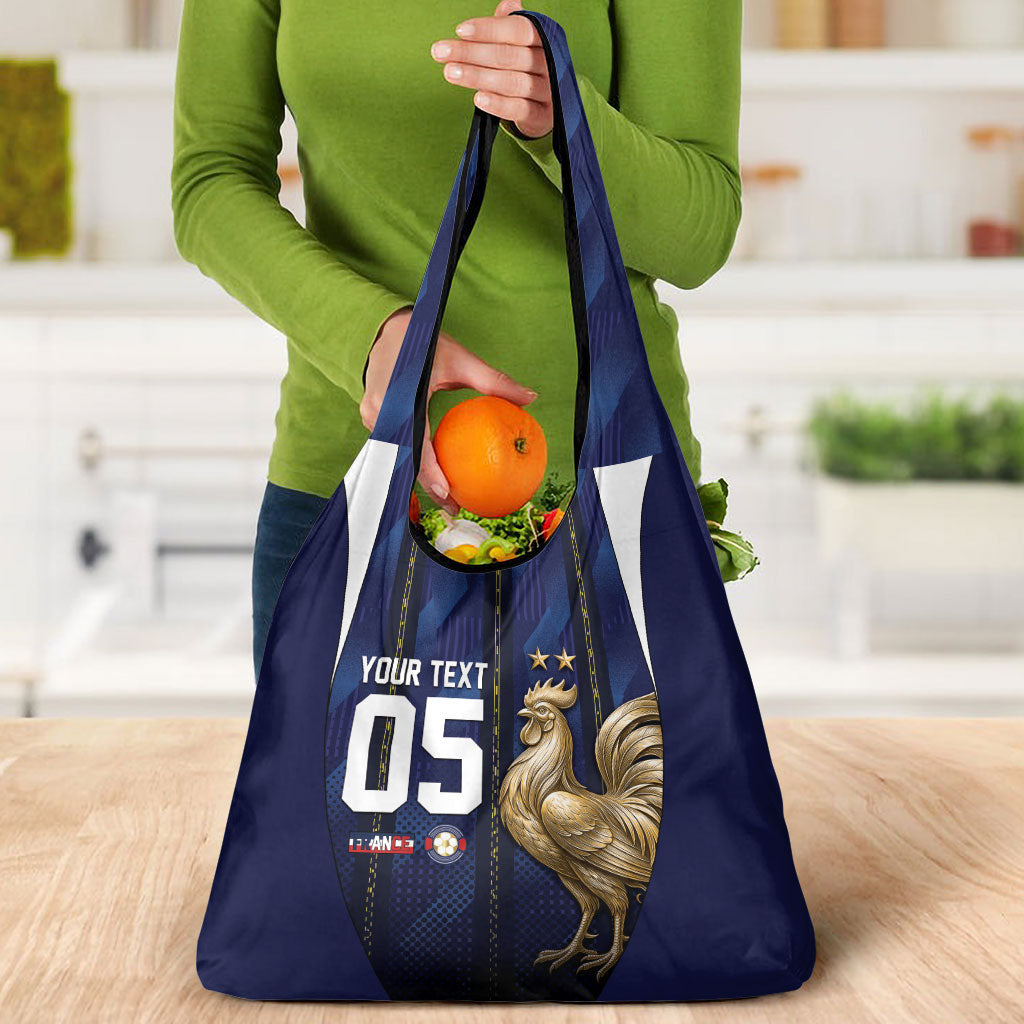 Custom France Football Grocery Bag Gallic Rooster Luxury Sport Style