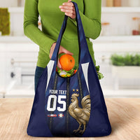 Custom France Football Grocery Bag Gallic Rooster Luxury Sport Style