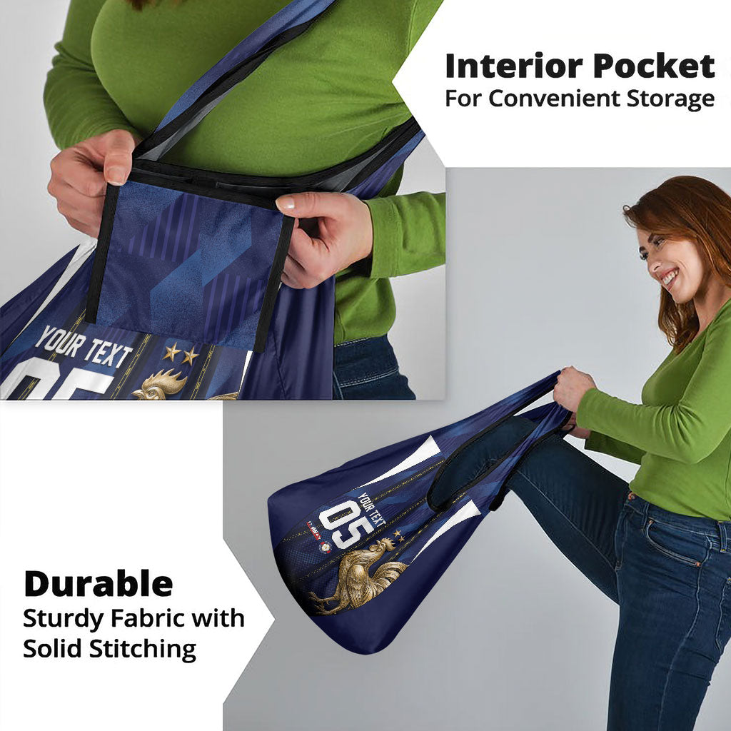 Custom France Football Grocery Bag Gallic Rooster Luxury Sport Style
