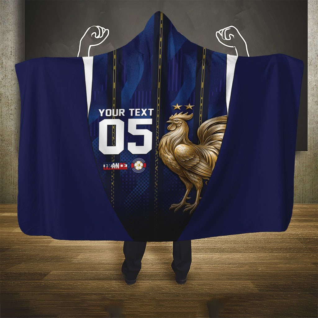 Custom France Football Hooded Blanket Gallic Rooster Luxury Sport Style
