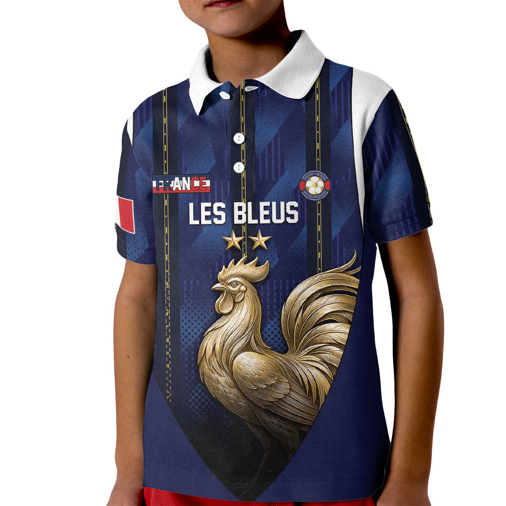 Custom France Football Kid Polo Shirt Gallic Rooster Luxury Sport Style