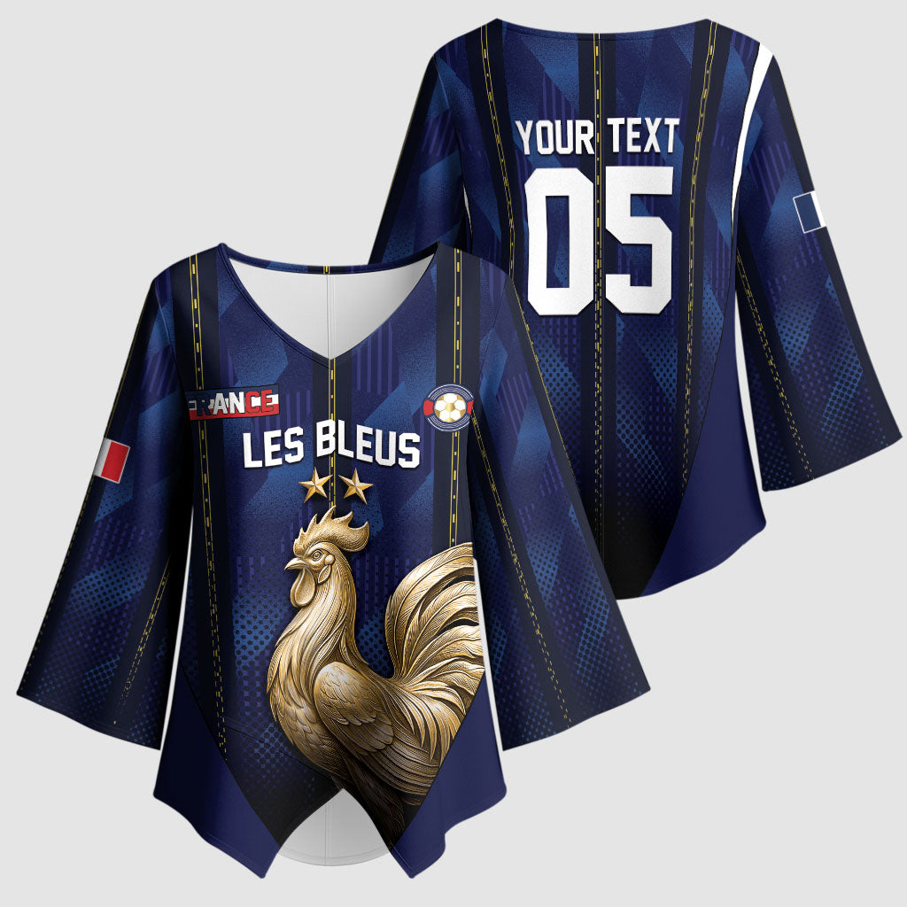 Custom France Football Kimono Sleeve Blouse Gallic Rooster Luxury Sport Style