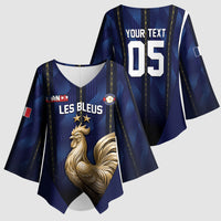 Custom France Football Kimono Sleeve Blouse Gallic Rooster Luxury Sport Style