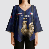 Custom France Football Kimono Sleeve Blouse Gallic Rooster Luxury Sport Style