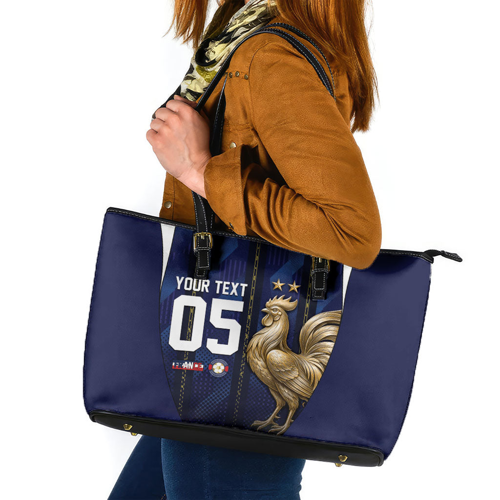Custom France Football Leather Tote Bag Gallic Rooster Luxury Sport Style
