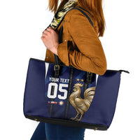 Custom France Football Leather Tote Bag Gallic Rooster Luxury Sport Style