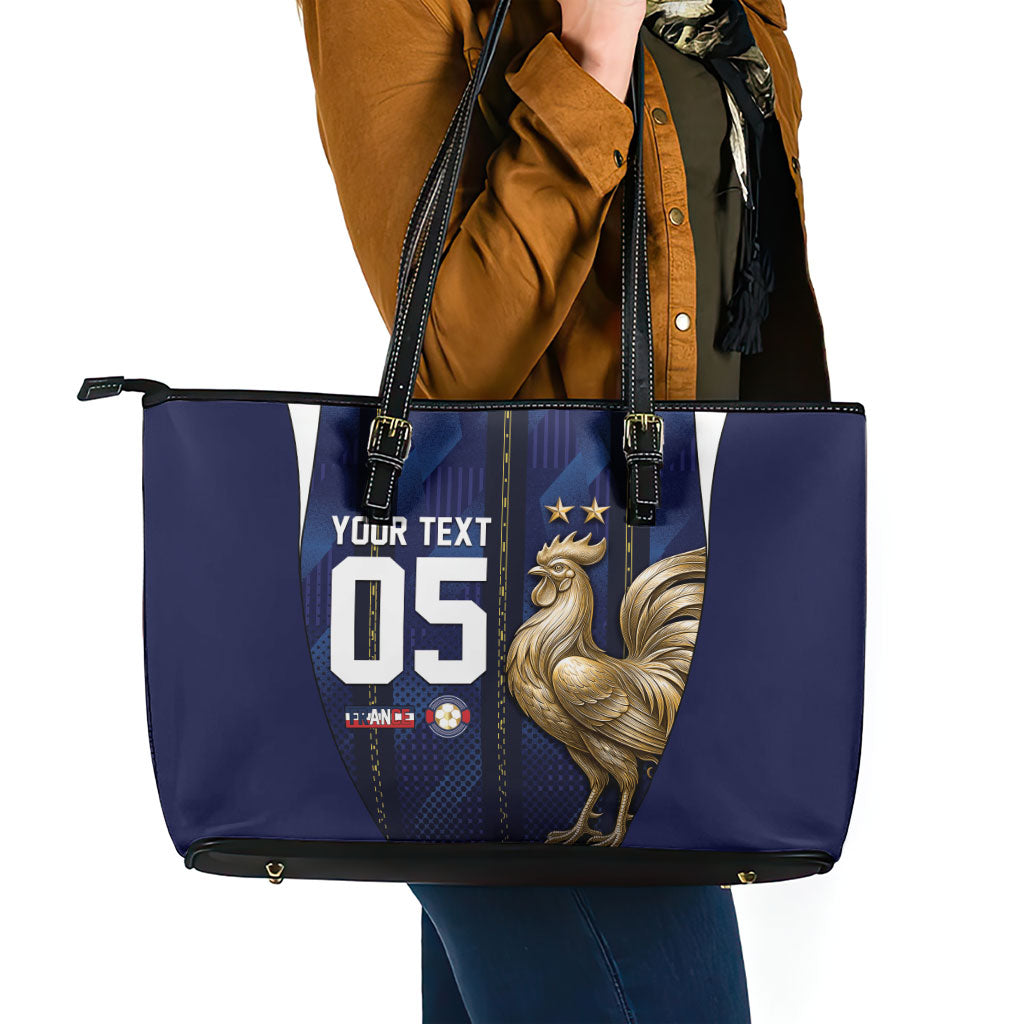 Custom France Football Leather Tote Bag Gallic Rooster Luxury Sport Style
