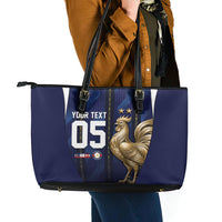 Custom France Football Leather Tote Bag Gallic Rooster Luxury Sport Style