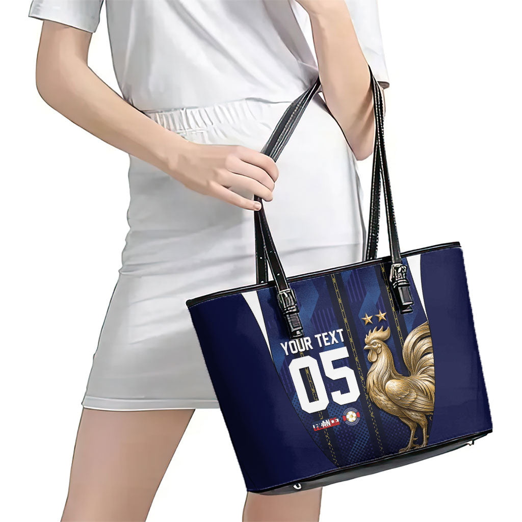 Custom France Football Leather Tote Bag Gallic Rooster Luxury Sport Style