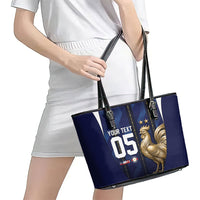 Custom France Football Leather Tote Bag Gallic Rooster Luxury Sport Style