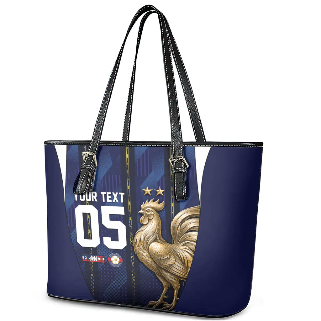 Custom France Football Leather Tote Bag Gallic Rooster Luxury Sport Style