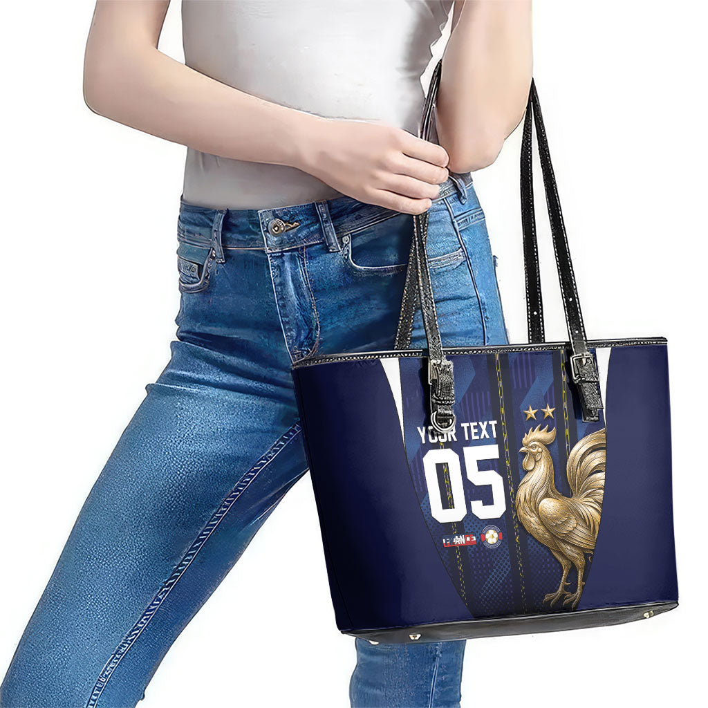 Custom France Football Leather Tote Bag Gallic Rooster Luxury Sport Style