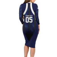 Custom France Football Long Sleeve Bodycon Dress Gallic Rooster Luxury Sport Style
