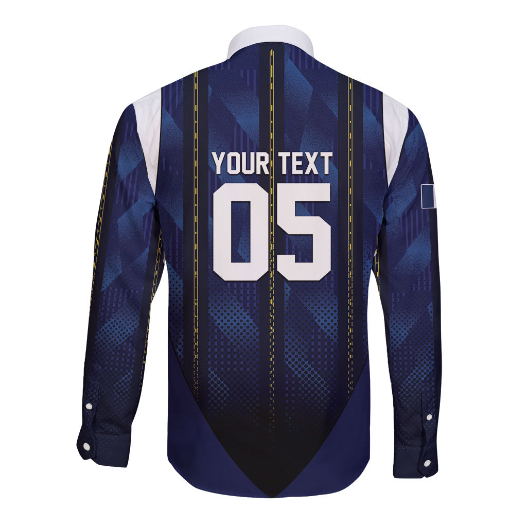 Custom France Football Long Sleeve Button Shirt Gallic Rooster Luxury Sport Style