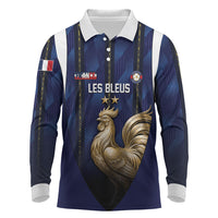 Custom France Football Long Sleeve Polo Shirt Gallic Rooster Luxury Sport Style