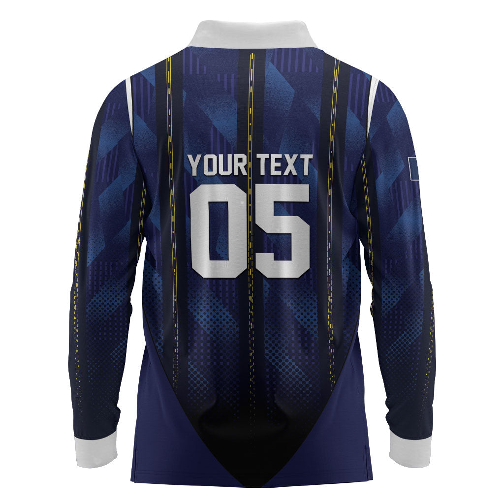 Custom France Football Long Sleeve Polo Shirt Gallic Rooster Luxury Sport Style