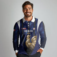 Custom France Football Long Sleeve Polo Shirt Gallic Rooster Luxury Sport Style