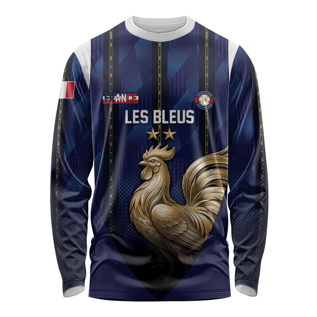 Custom France Football Long Sleeve Shirt Gallic Rooster Luxury Sport Style