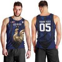 Custom France Football Men Tank Top Gallic Rooster Luxury Sport Style