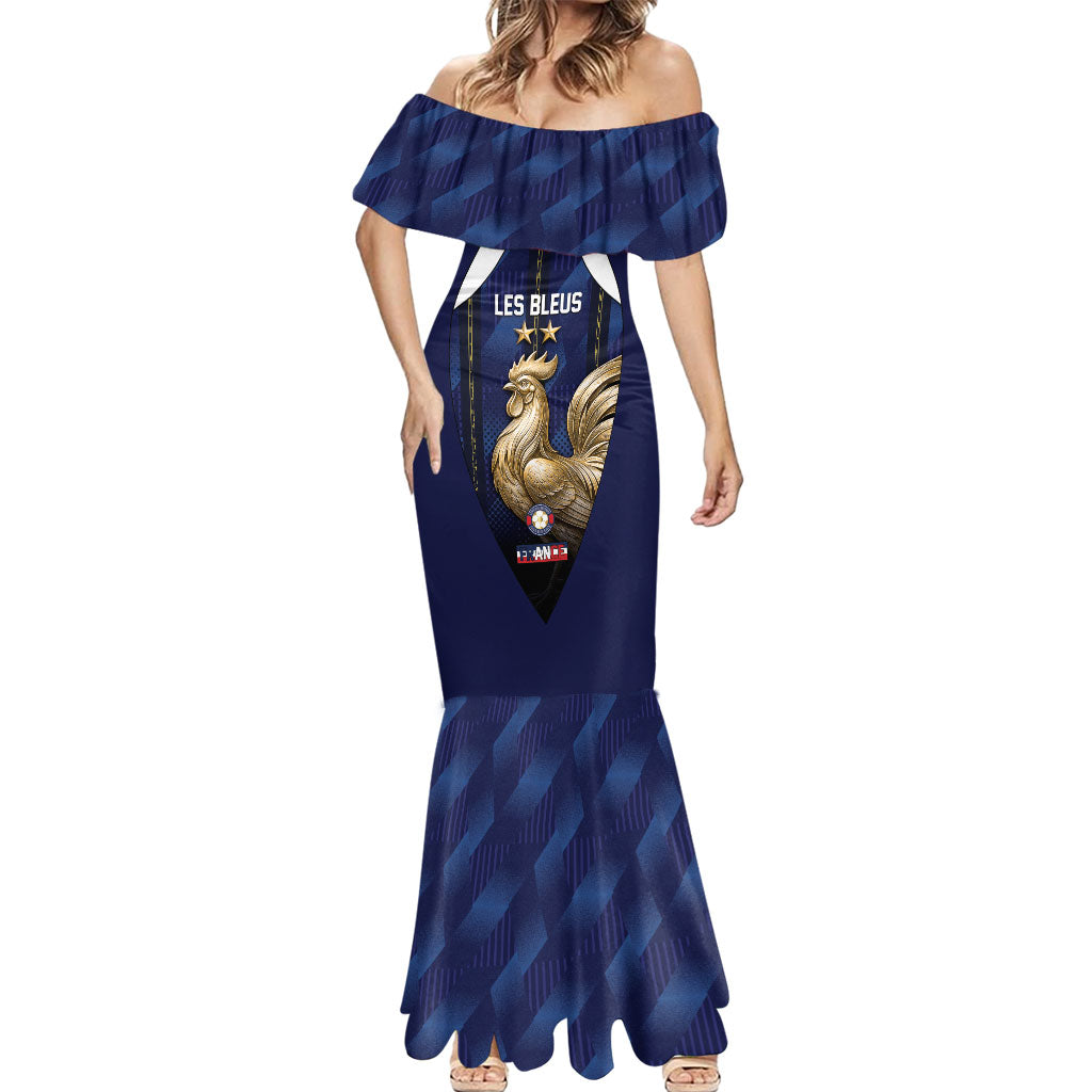 Custom France Football Mermaid Dress Gallic Rooster Luxury Sport Style