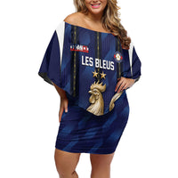 Custom France Football Off Shoulder Short Dress Gallic Rooster Luxury Sport Style
