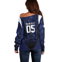 Custom France Football Off Shoulder Sweater Gallic Rooster Luxury Sport Style