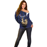Custom France Football Off Shoulder Sweater Gallic Rooster Luxury Sport Style