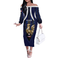 Custom France Football Off The Shoulder Long Sleeve Dress Gallic Rooster Luxury Sport Style