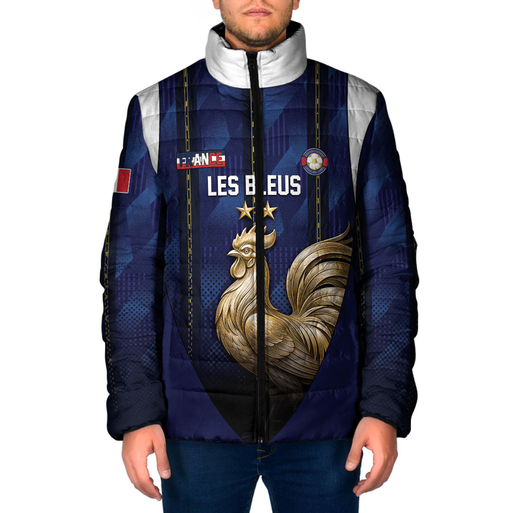 Custom France Football Padded Jacket Gallic Rooster Luxury Sport Style