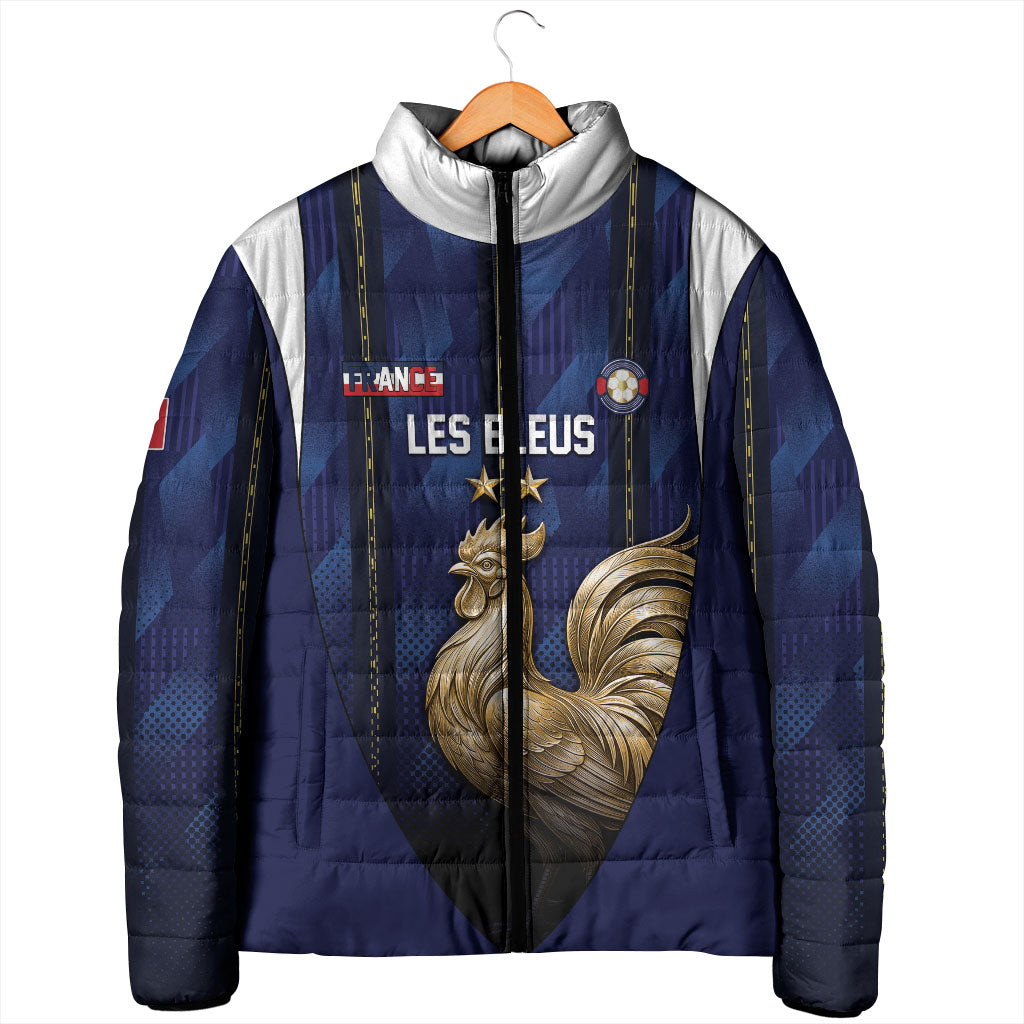 Custom France Football Padded Jacket Gallic Rooster Luxury Sport Style