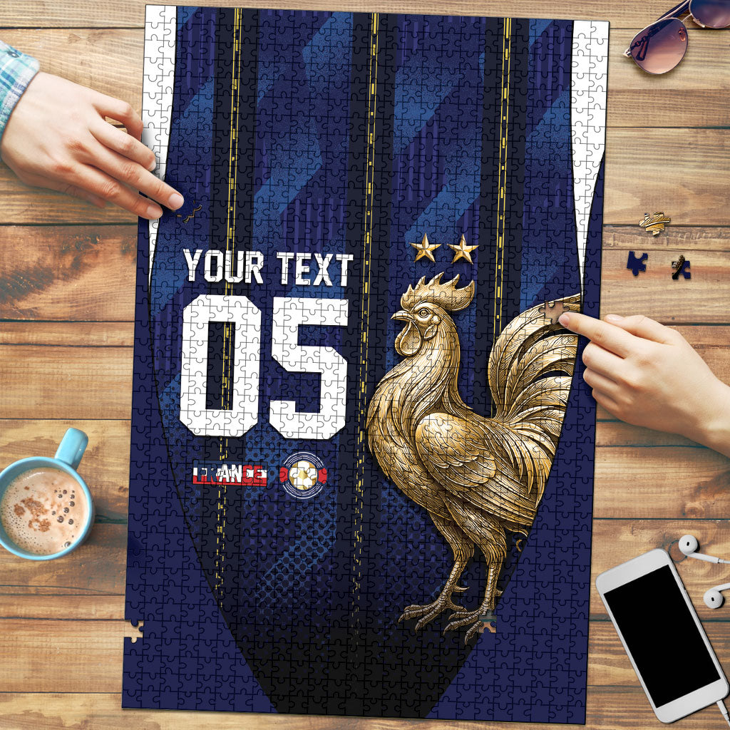 Custom France Football Puzzle Gallic Rooster Luxury Sport Style