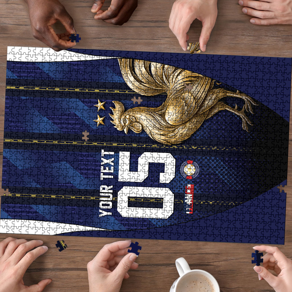 Custom France Football Puzzle Gallic Rooster Luxury Sport Style