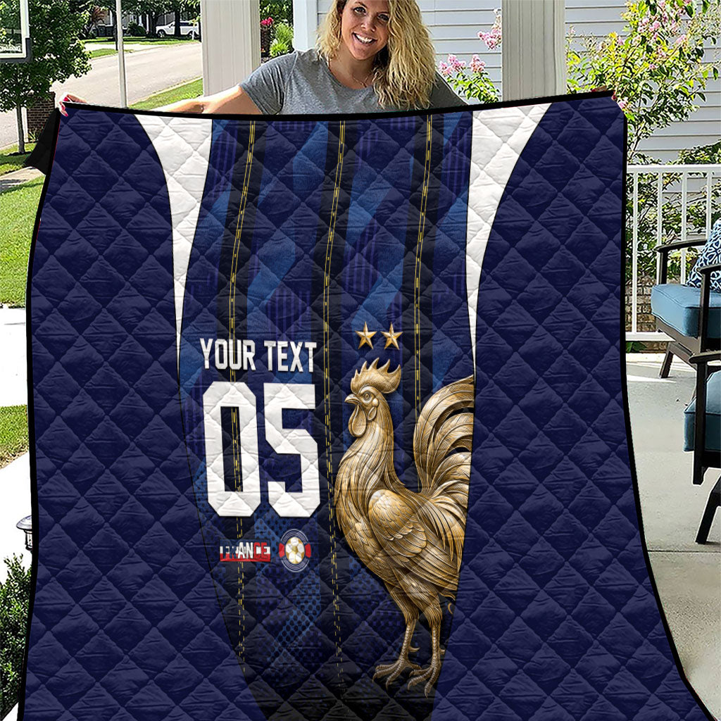 Custom France Football Quilt Gallic Rooster Luxury Sport Style