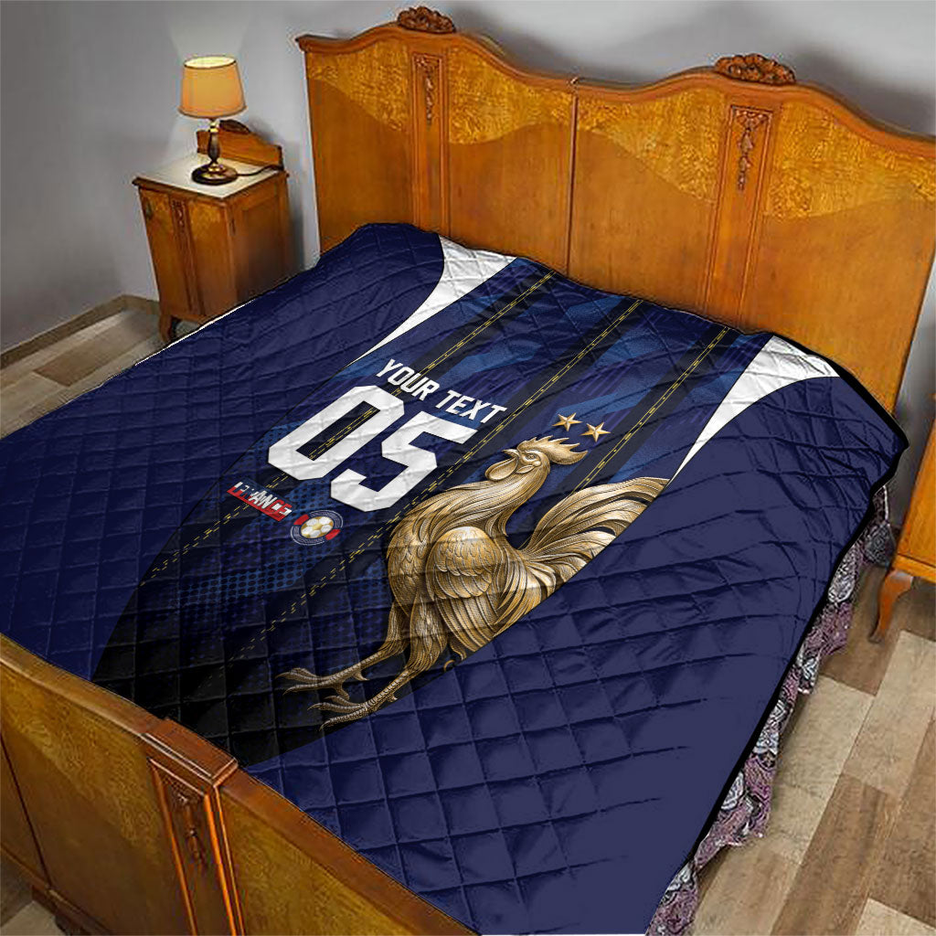 Custom France Football Quilt Gallic Rooster Luxury Sport Style