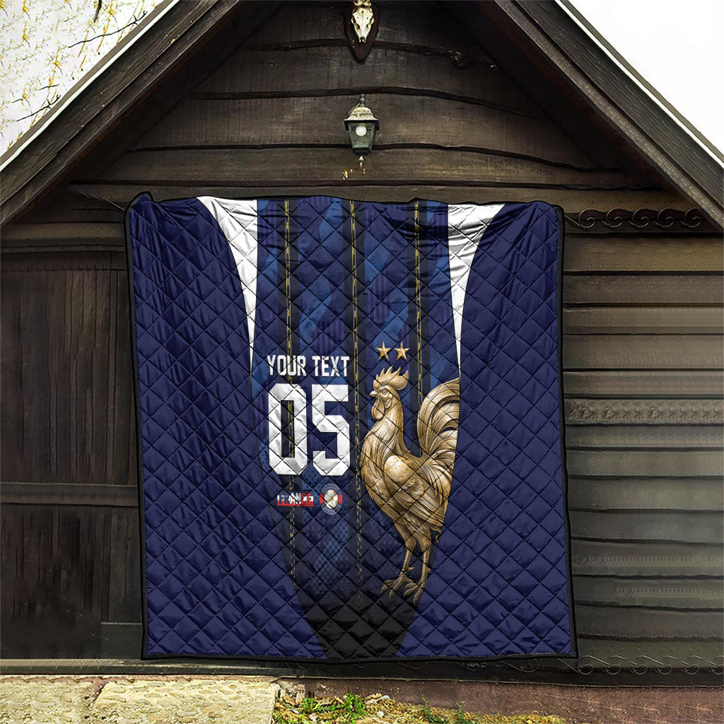 Custom France Football Quilt Gallic Rooster Luxury Sport Style